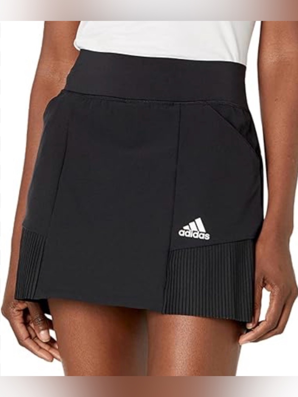 adidas Black Tennis Skort with Pleated Side Panels